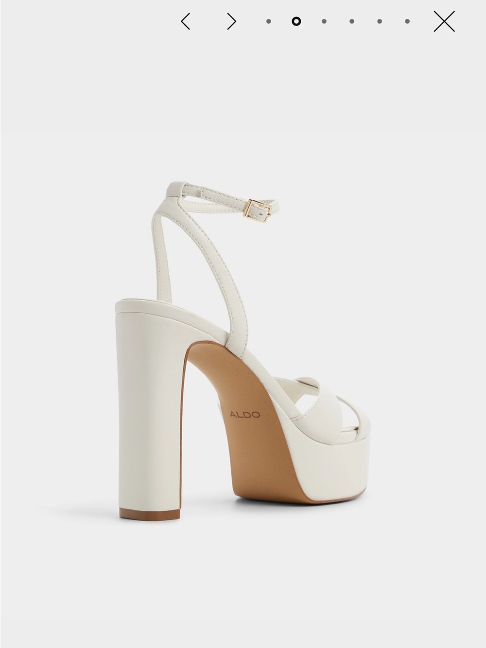 Aldo Cream Platform Ankle-Strap Block Heels - Picture 3 of 4
